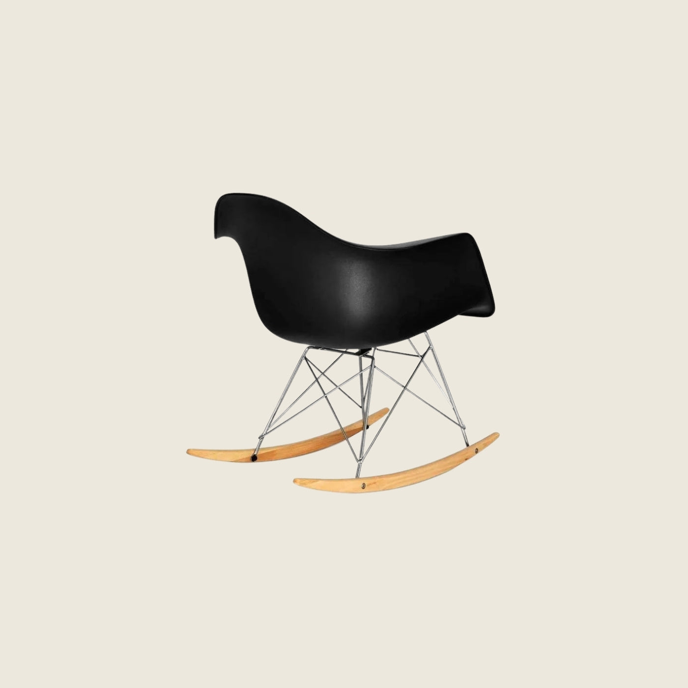 Mid-Century Modern Eames RAR Rocking Armchair – Black, side profile view
