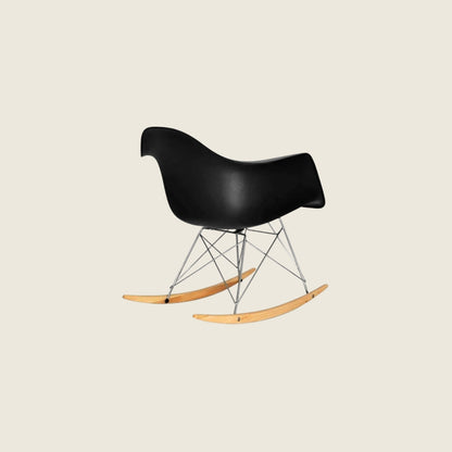 Mid-Century Modern Eames RAR Rocking Armchair – Black, side profile view