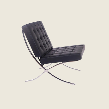 Black — Barcelona Pavilion Style Lounge Chair, side profile view