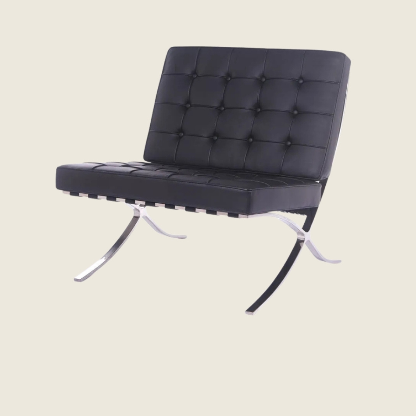 Black — Barcelona Pavilion Style Lounge Chair, rear three-quarter view