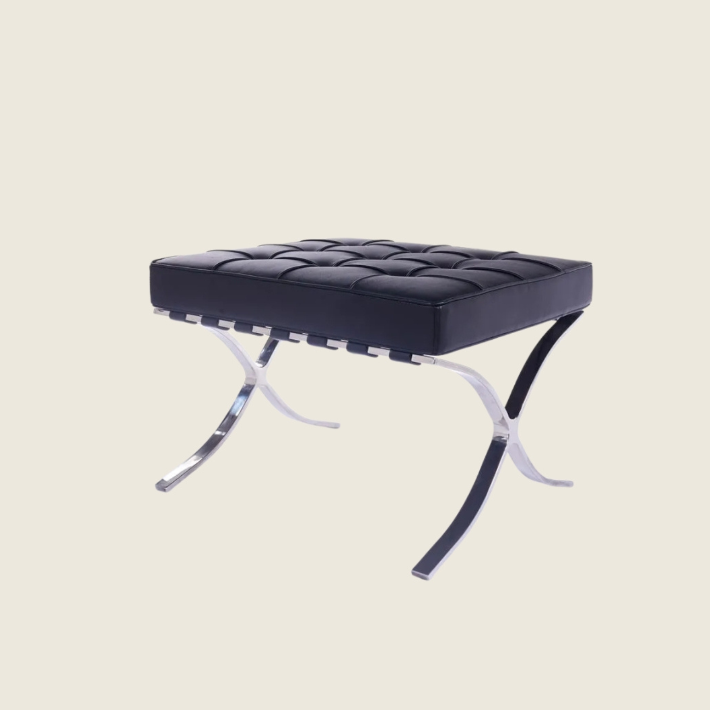BLACK — Barcelona Chair & Ottoman, three-quarter angled view of the ottoman