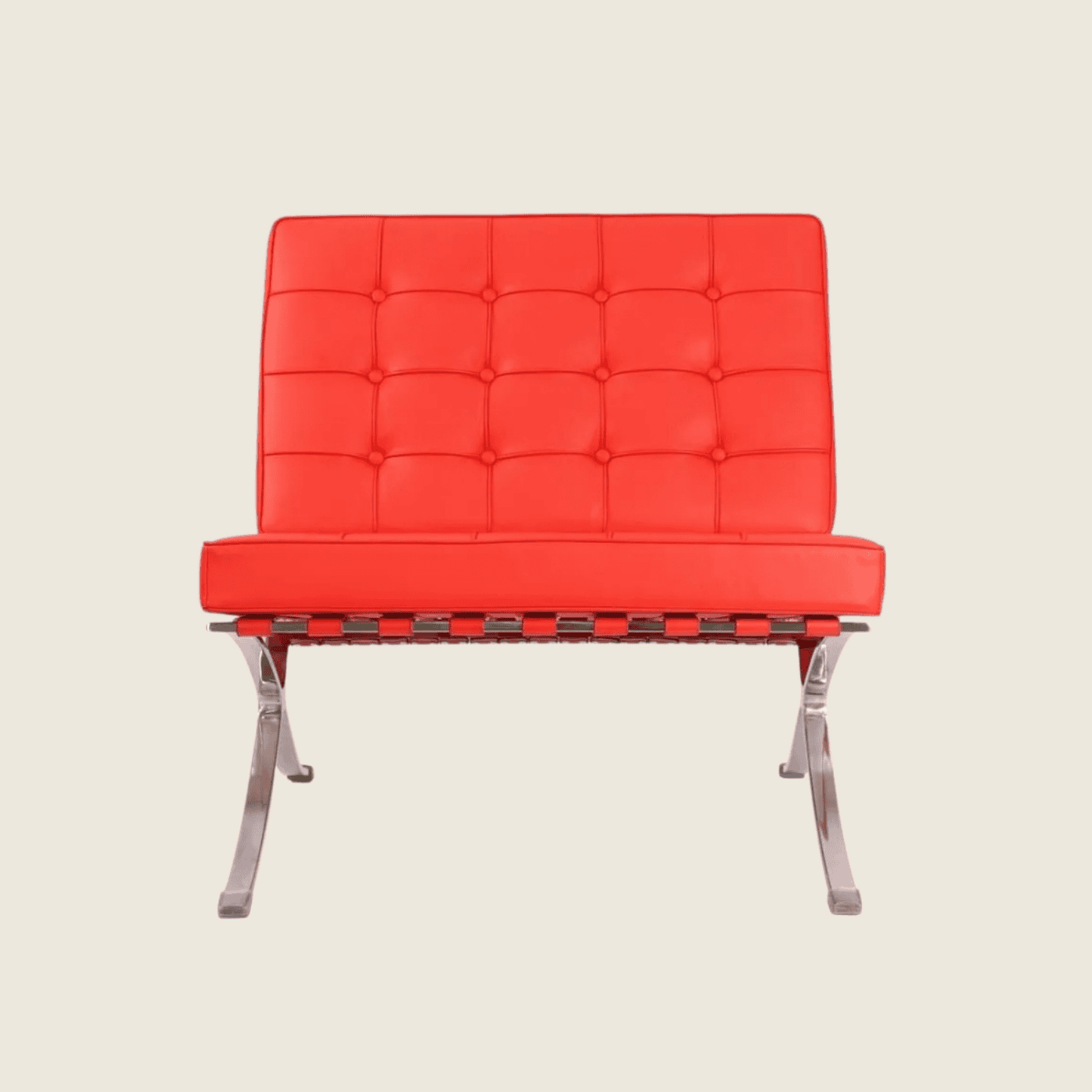 Red — Barcelona Pavilion Style Lounge Chair, front three-quarter view