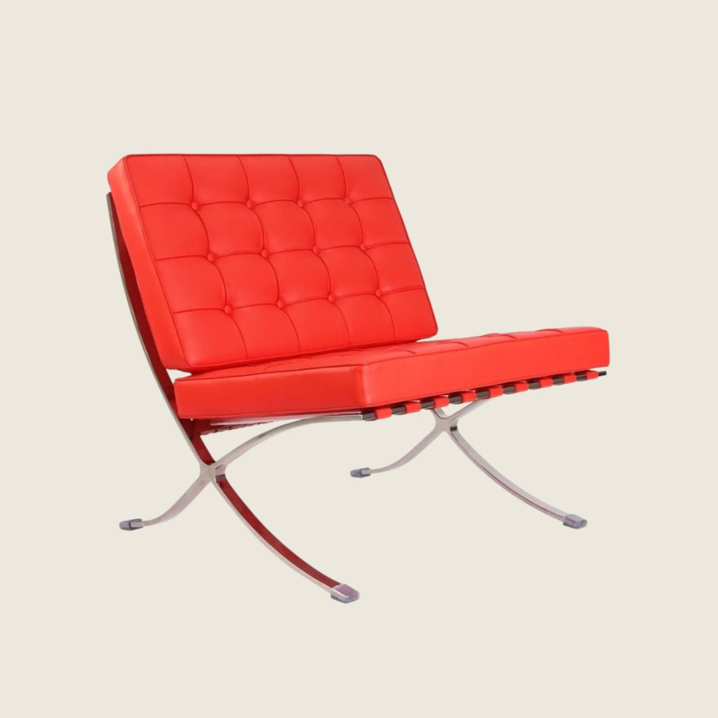 Red — Barcelona Pavilion Style Lounge Chair, rear three-quarter view