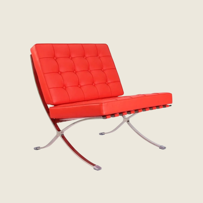 Red — Barcelona Pavilion Style Lounge Chair, rear three-quarter view