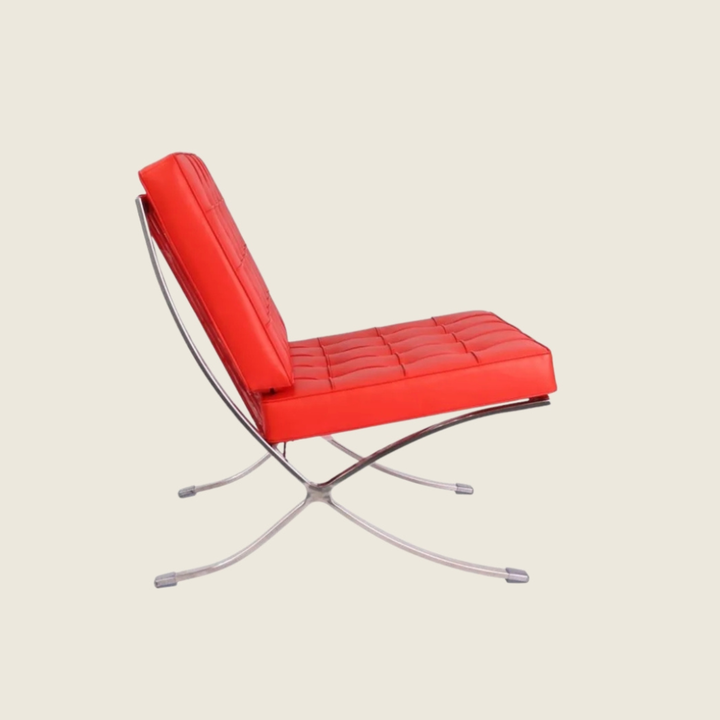 Red — Barcelona Pavilion Style Lounge Chair, side profile view