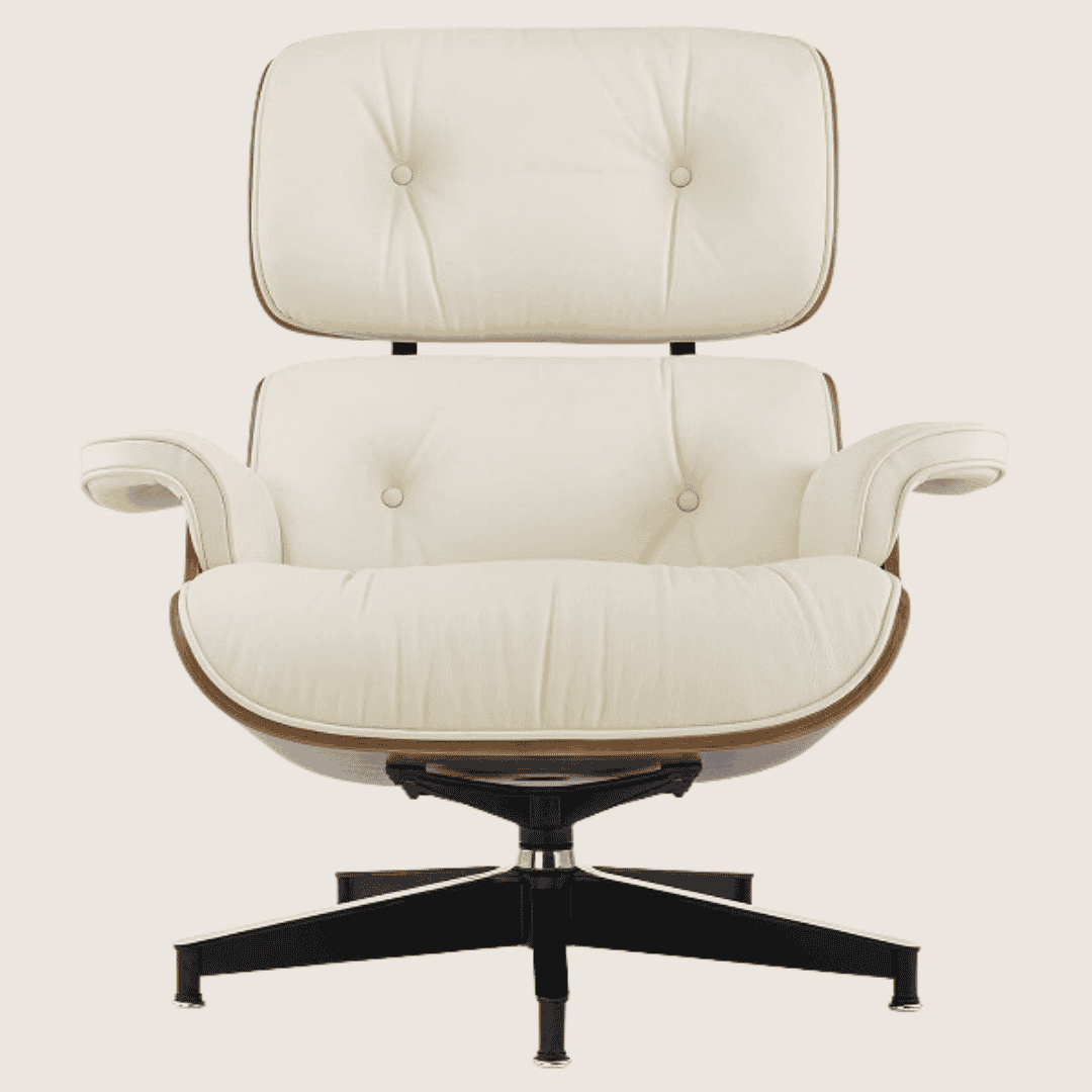 Tall (93cm) — Ivory leather, Walnut shell, chair front view