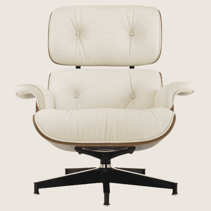 Tall (93cm) — Ivory leather, Walnut shell, chair front view