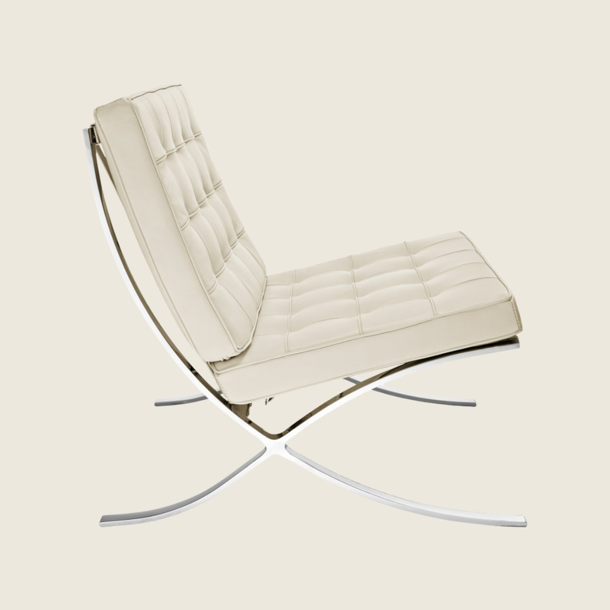 Cream — Barcelona Style Lounge Chair, side profile view