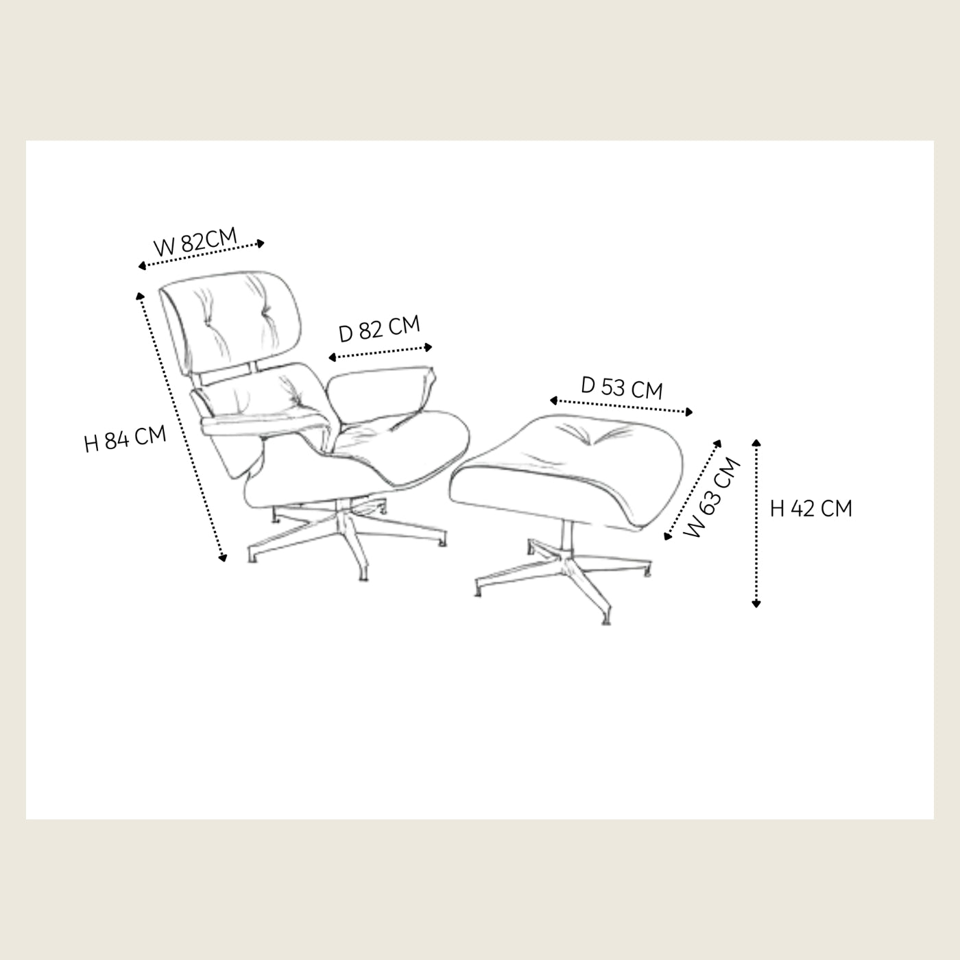 Eames Inspired  Light Rose Wood Lounge Chair & Ottoman – Black & Chrome Base